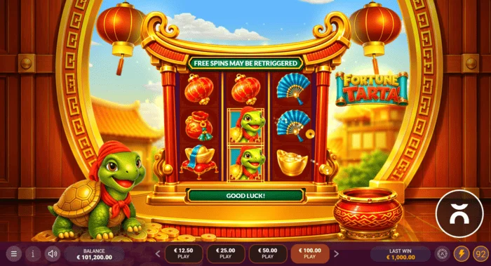 Fortune Tarta – ekran gry z bębnami i żółwiem